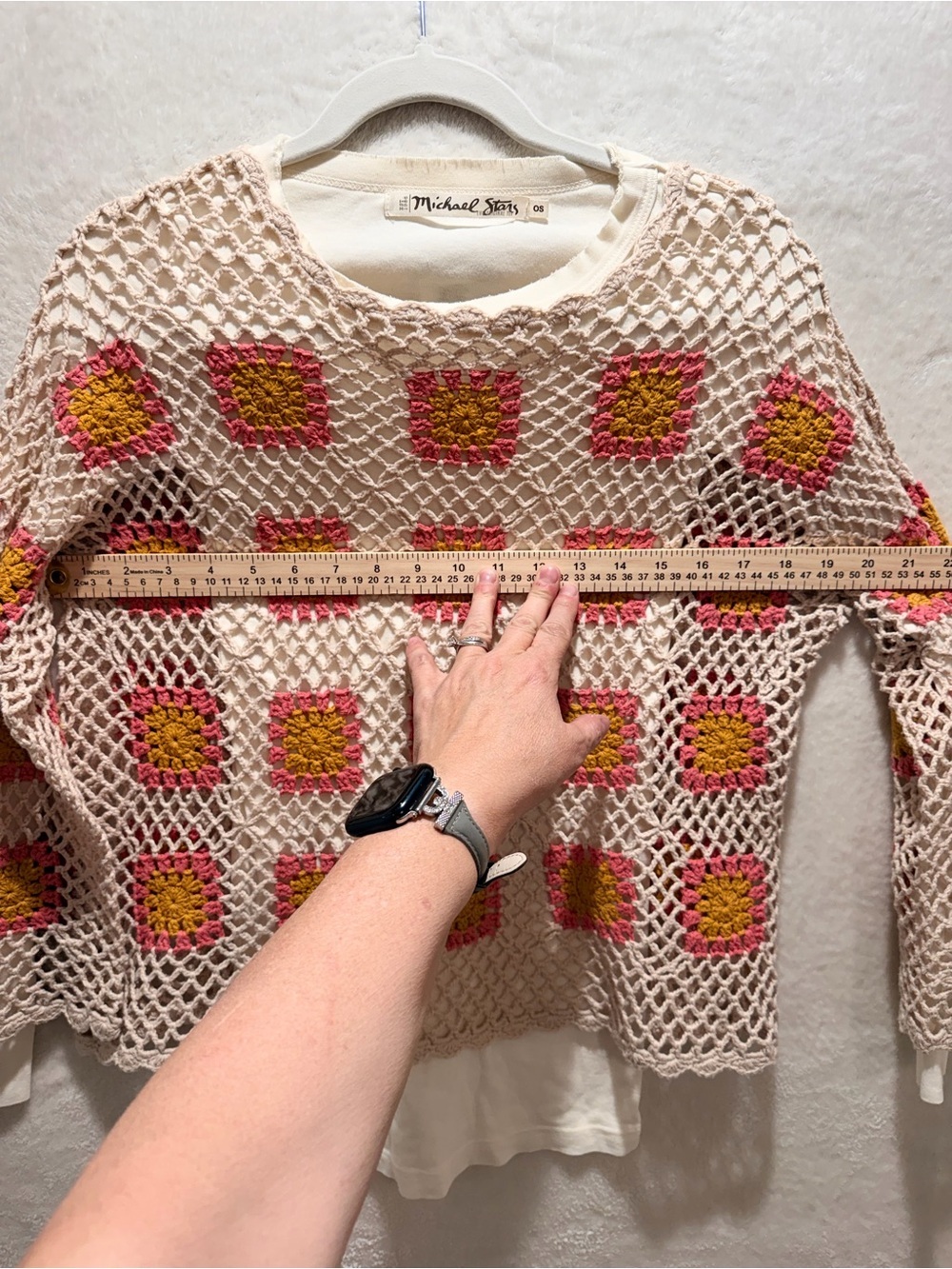 Michael Stars Charlie B Crochet Granny Square Layered Sweater Set - Picture 7 of 11